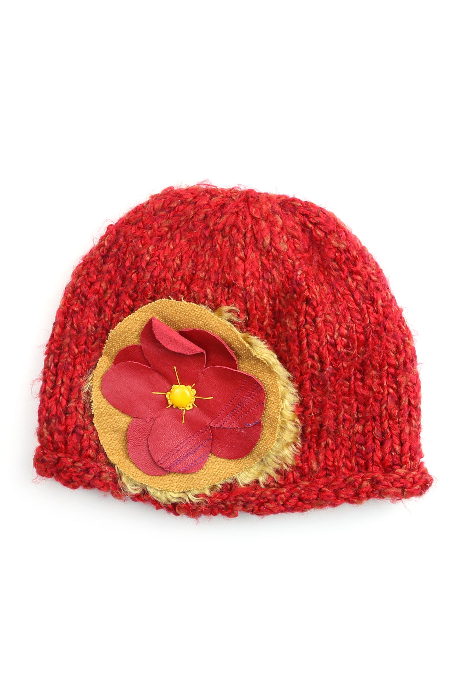 Red Vintage Style Hat with Flower - Tae With Jane NY