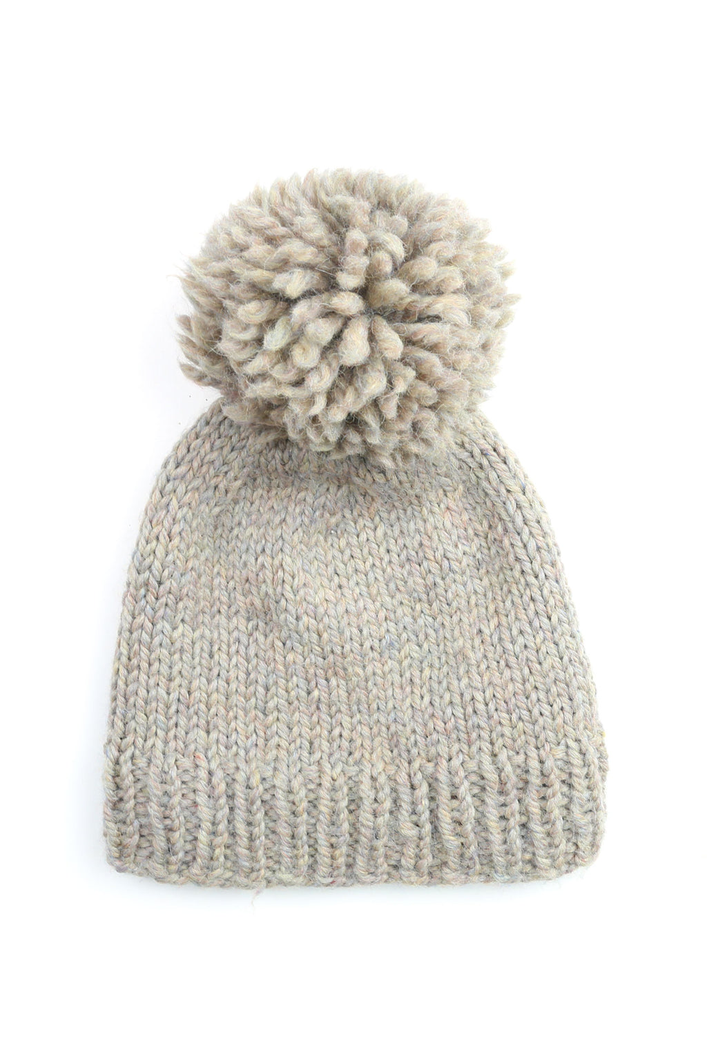 Beige Wool Beanie with Pom Pom - Tae With Jane NY