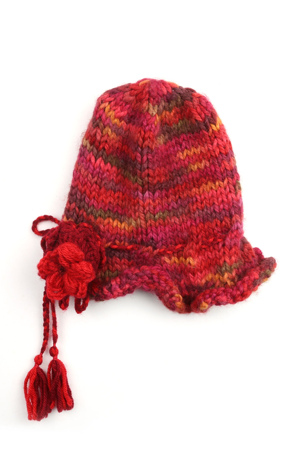 Red Multi Knit Flower Hat - Tae With Jane NY