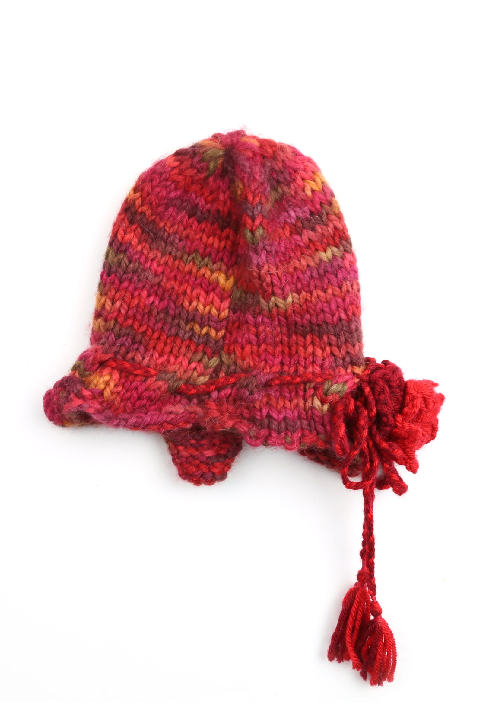 Red Multi Knit Flower Hat - Tae With Jane NY