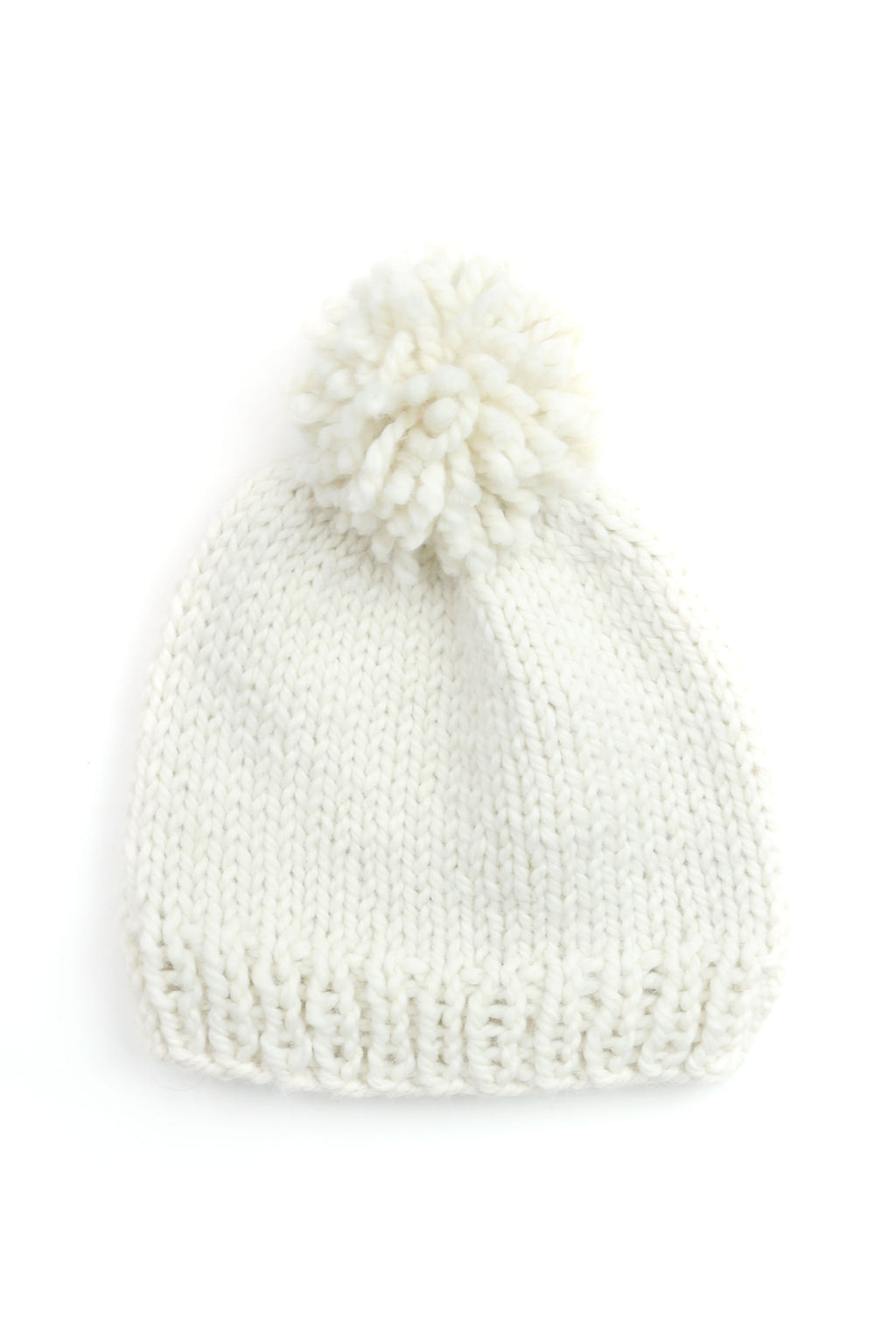 Ivory Wool Beanie with Pom Pom - Tae With Jane NY