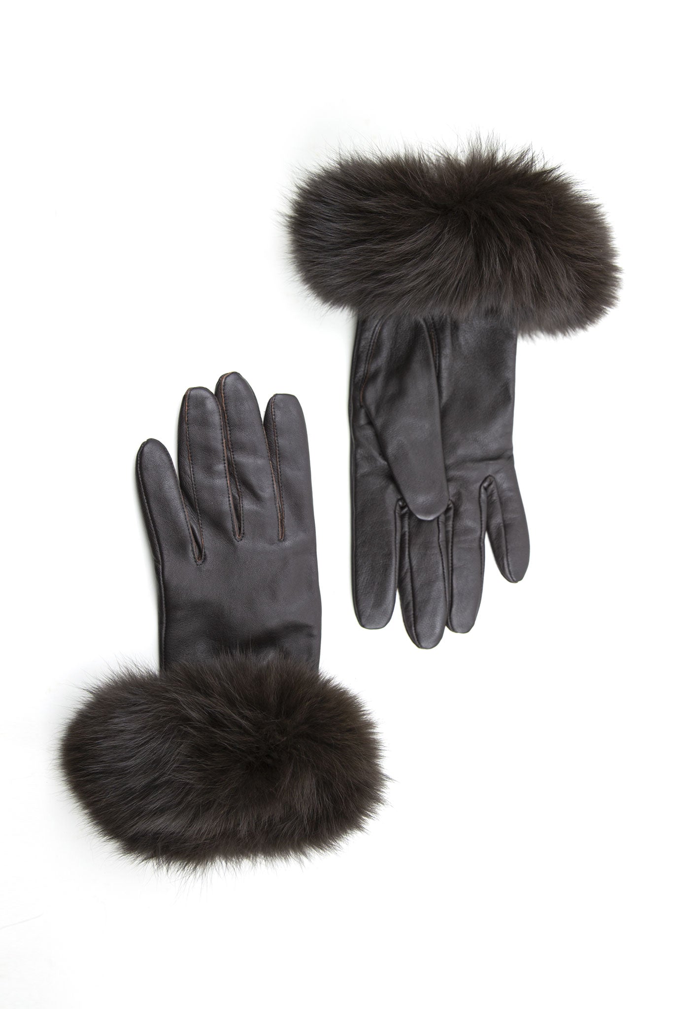 Fur Trim Leather Gloves