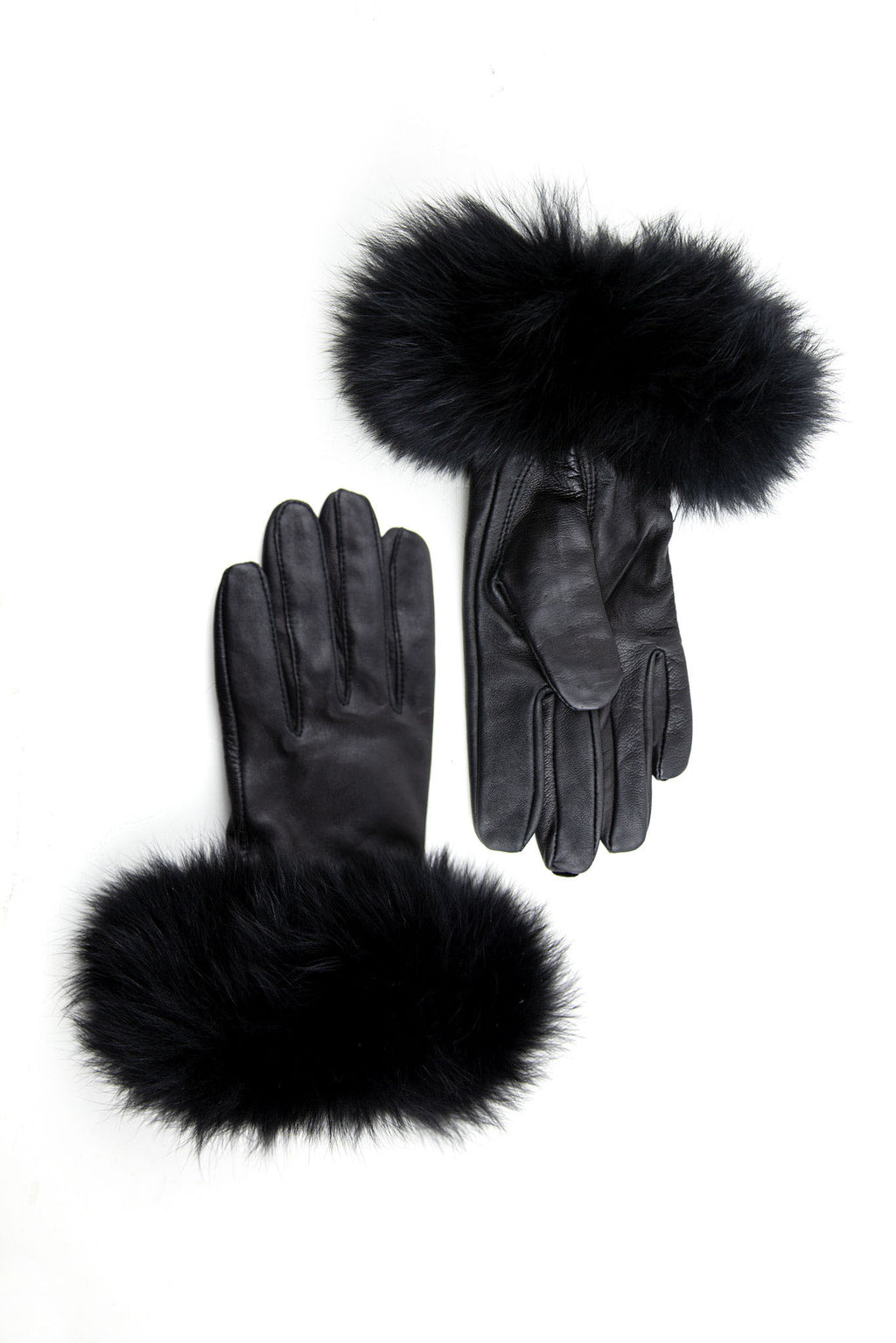 Fur Trim Leather Gloves
