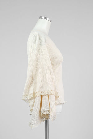 Ivory Kimono Sleeve Summer Blouse - Tae With Jane NY