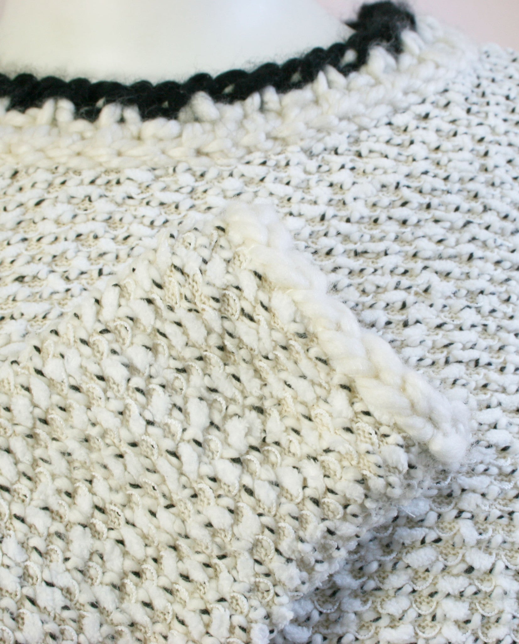 Ivory Sweater with Knitted Details - Tae With Jane NY