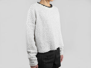 Ivory Sweater with Knitted Details - Tae With Jane NY
