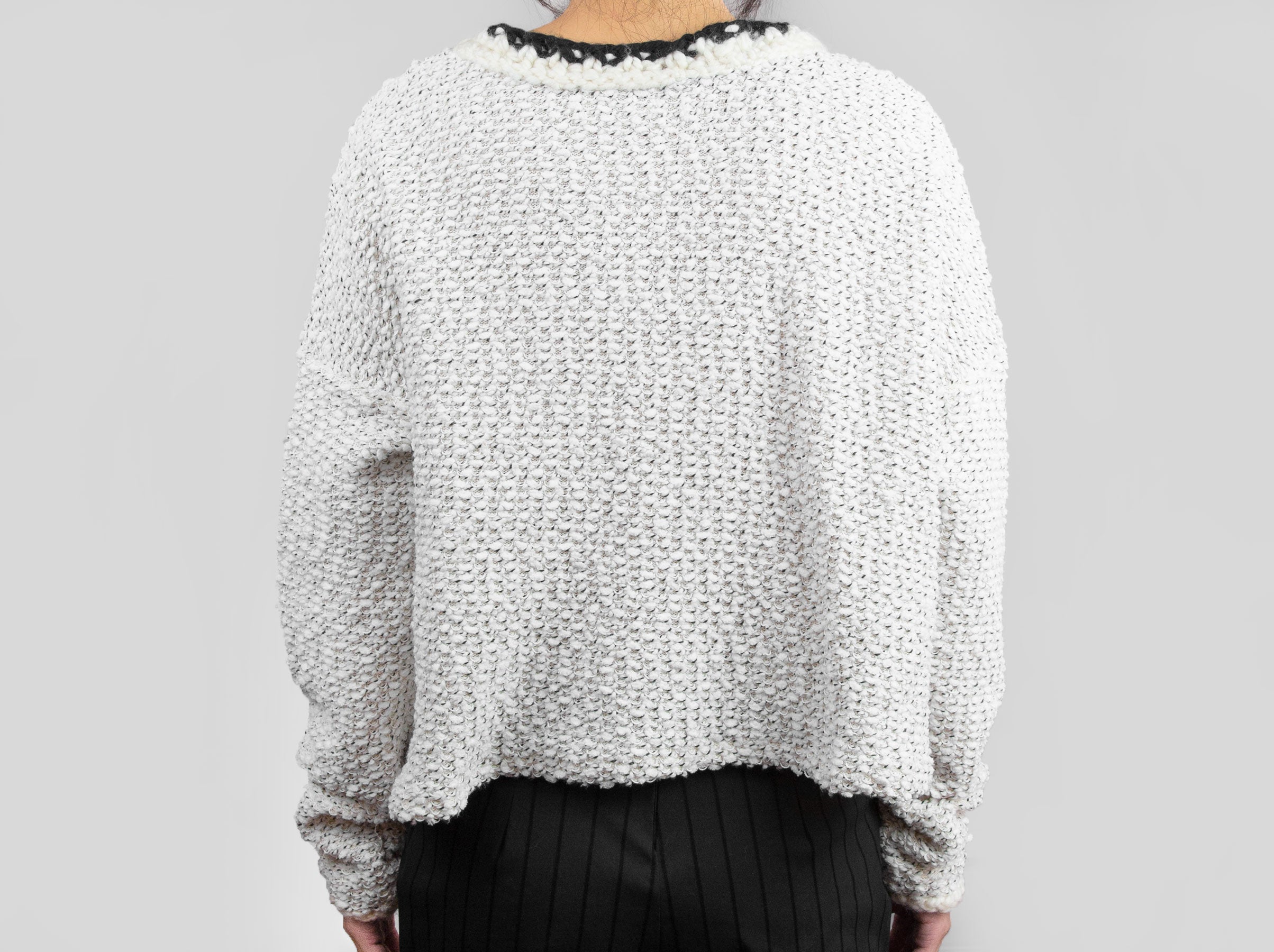 Ivory Sweater with Knitted Details - Tae With Jane NY