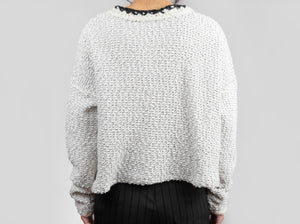 Ivory Sweater with Knitted Details - Tae With Jane NY