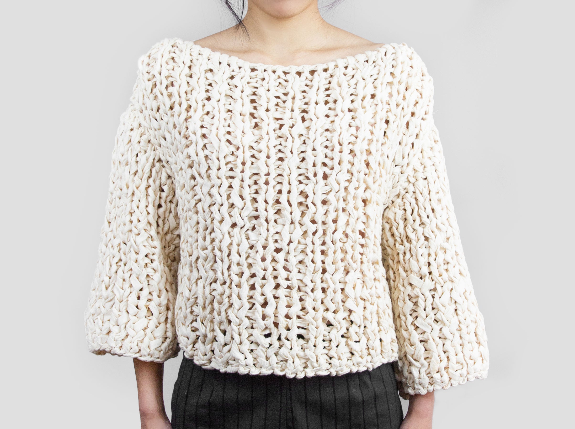 Ivory Chunky Knit Sweater - Tae With Jane NY