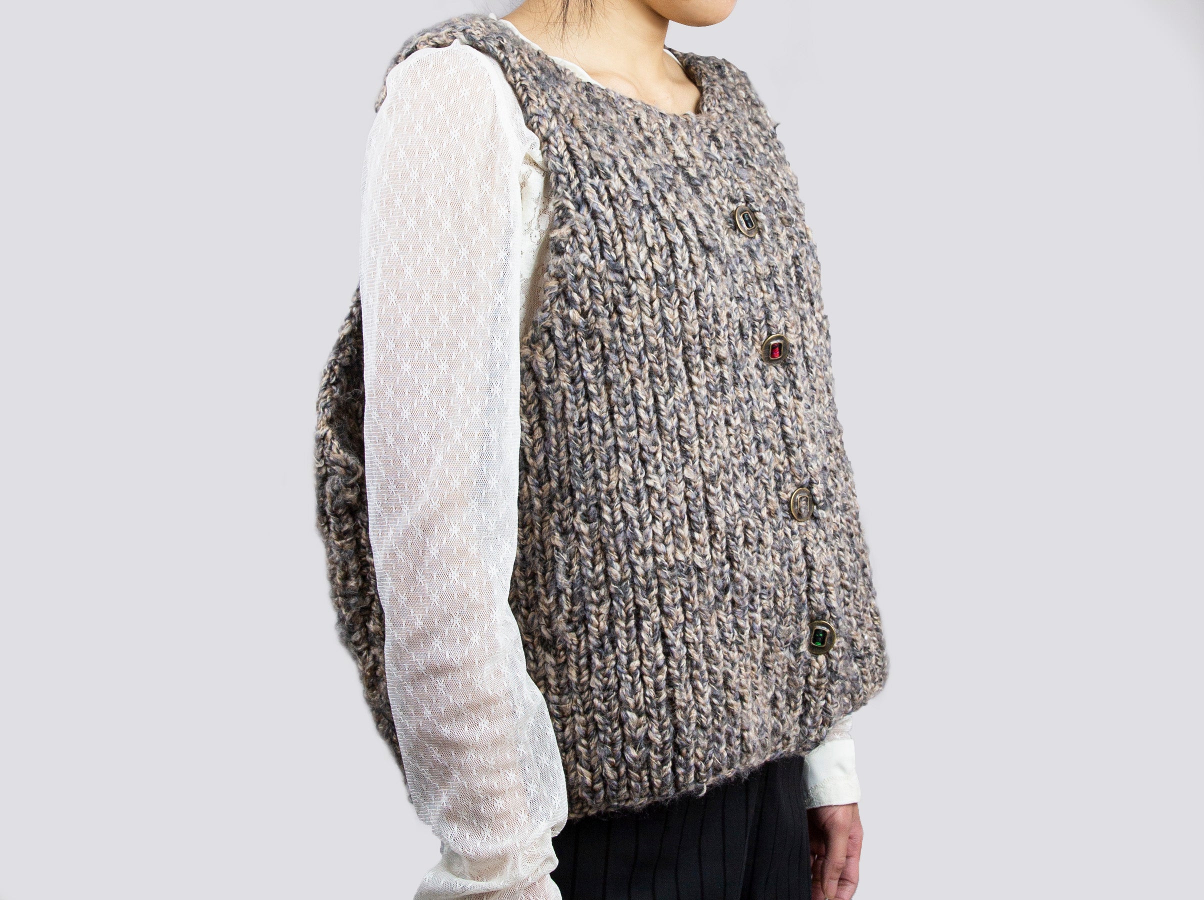 Wide Cropped Hand-Knit Vest - Tae With Jane NY