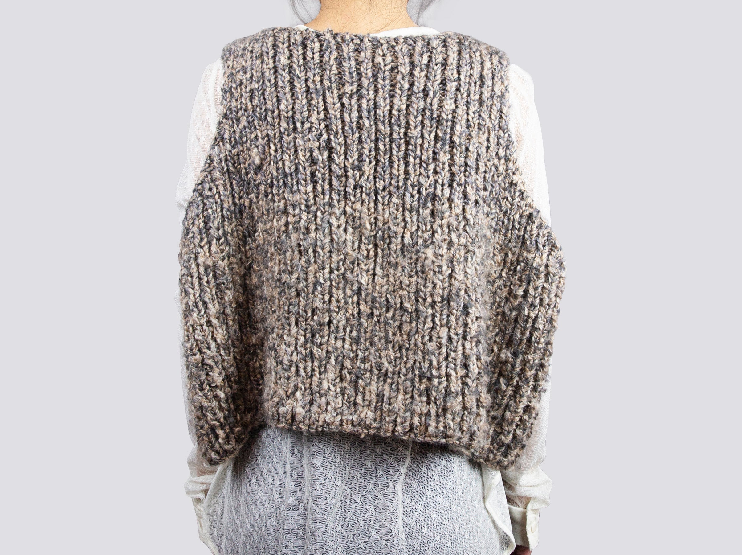Wide Cropped Hand-Knit Vest - Tae With Jane NY