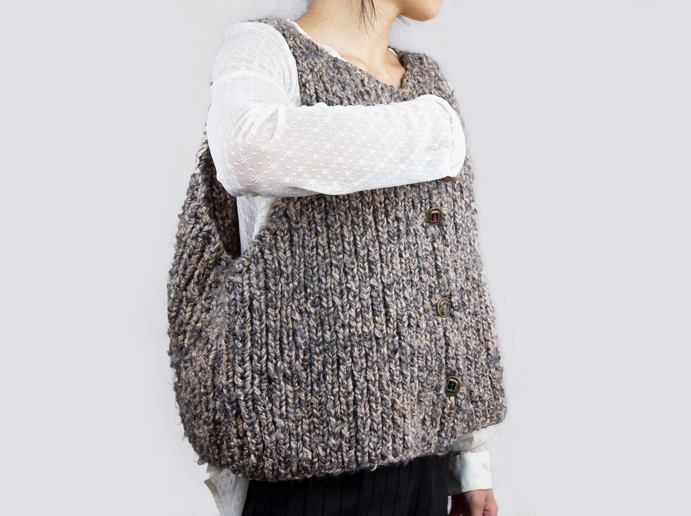 Wide Cropped Hand-Knit Vest - Tae With Jane NY