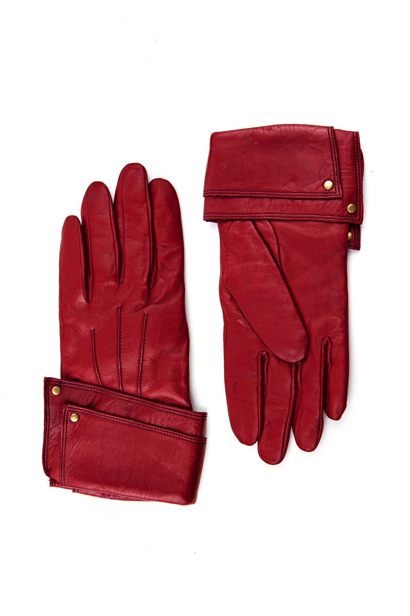 Rivet Detailed Leather Gloves