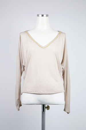 Sheer V-Neck Long Sleeve Top