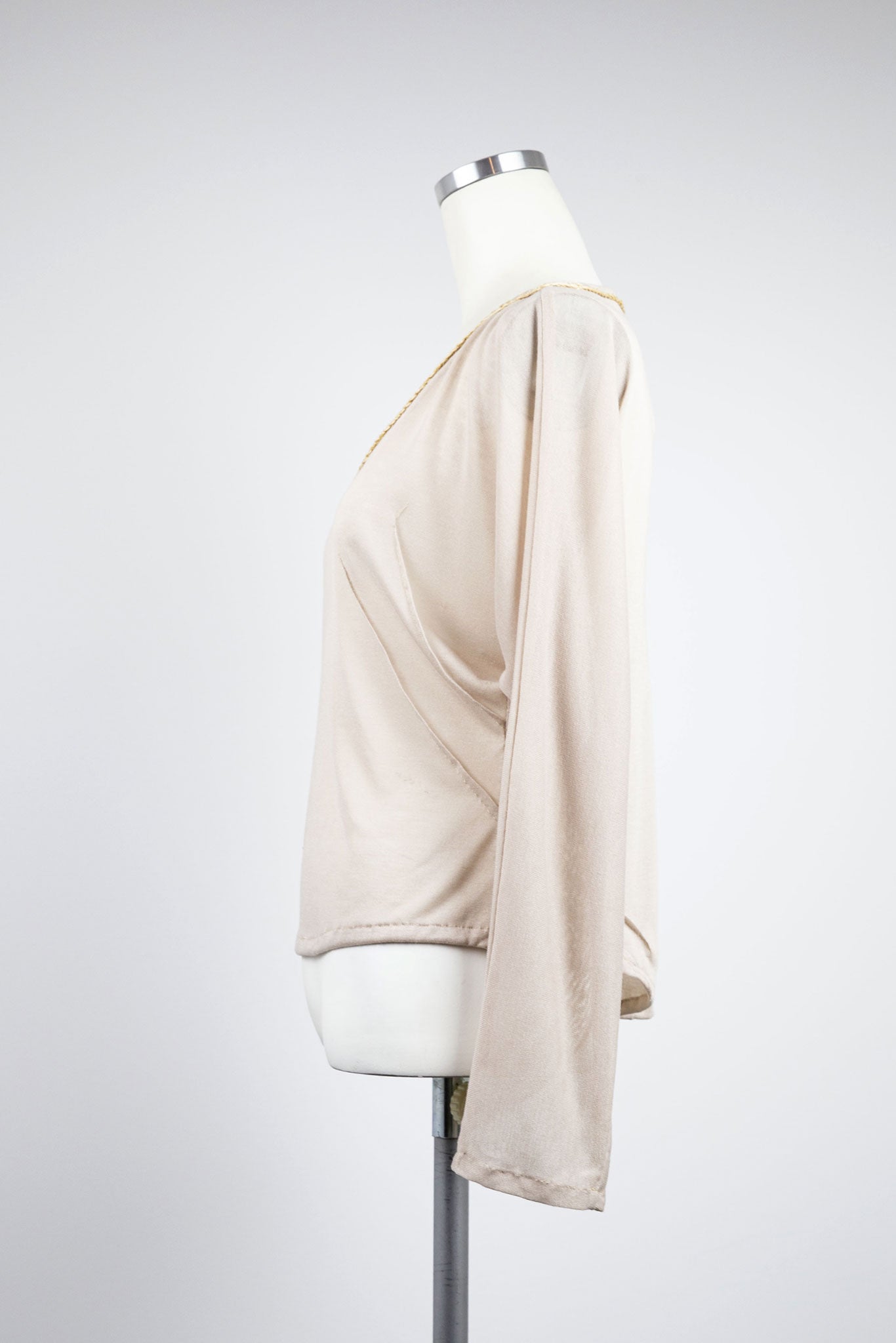 Sheer V-Neck Long Sleeve Top