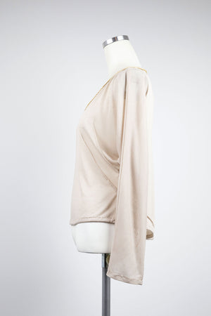 Sheer V-Neck Long Sleeve Top