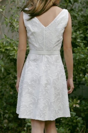 White Jacquard Pattern Dress - Tae With Jane NY