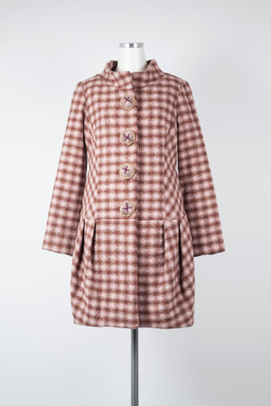Plaid Stand-Collar Coat