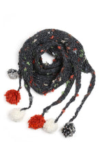 Long Hand-knit Scarf with Hanging Pom Poms - Tae With Jane NY